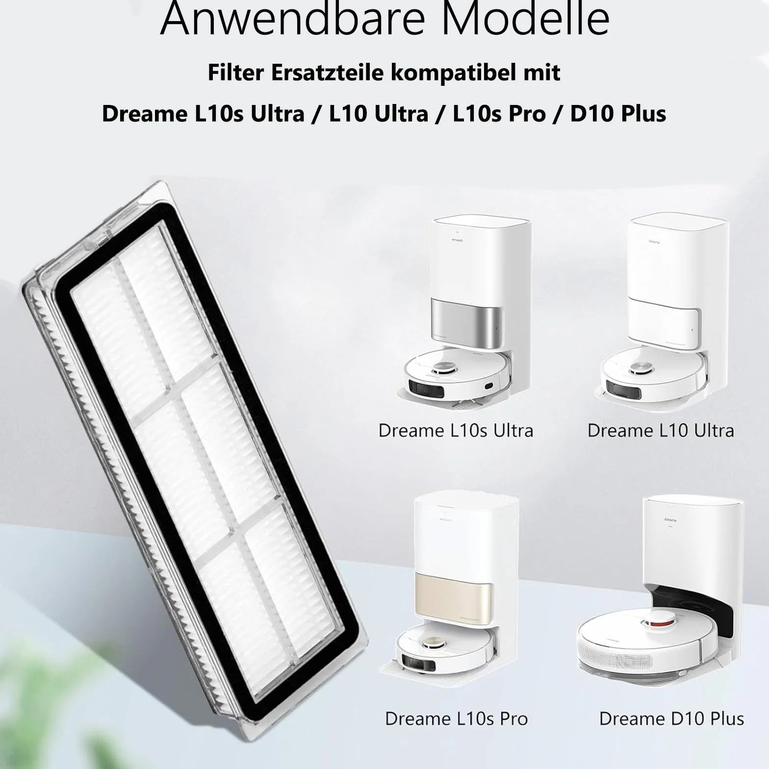 8 filtrów HEPA kompatybilnych z: L10s Pro, L10 Ultra, Z10 Pro, S10, S10 PRO, S10 PLUS, 1C, W10, L10 + plus, Z10 pro, D10 PLUS, Xiaomi X20+, X10+, części zamienne do odkurzacza robota